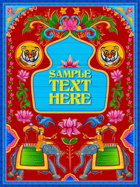 Kolorowe transparent powitalny w stylu kicz ciężarówka sztuki Indii — Wektor stockowy