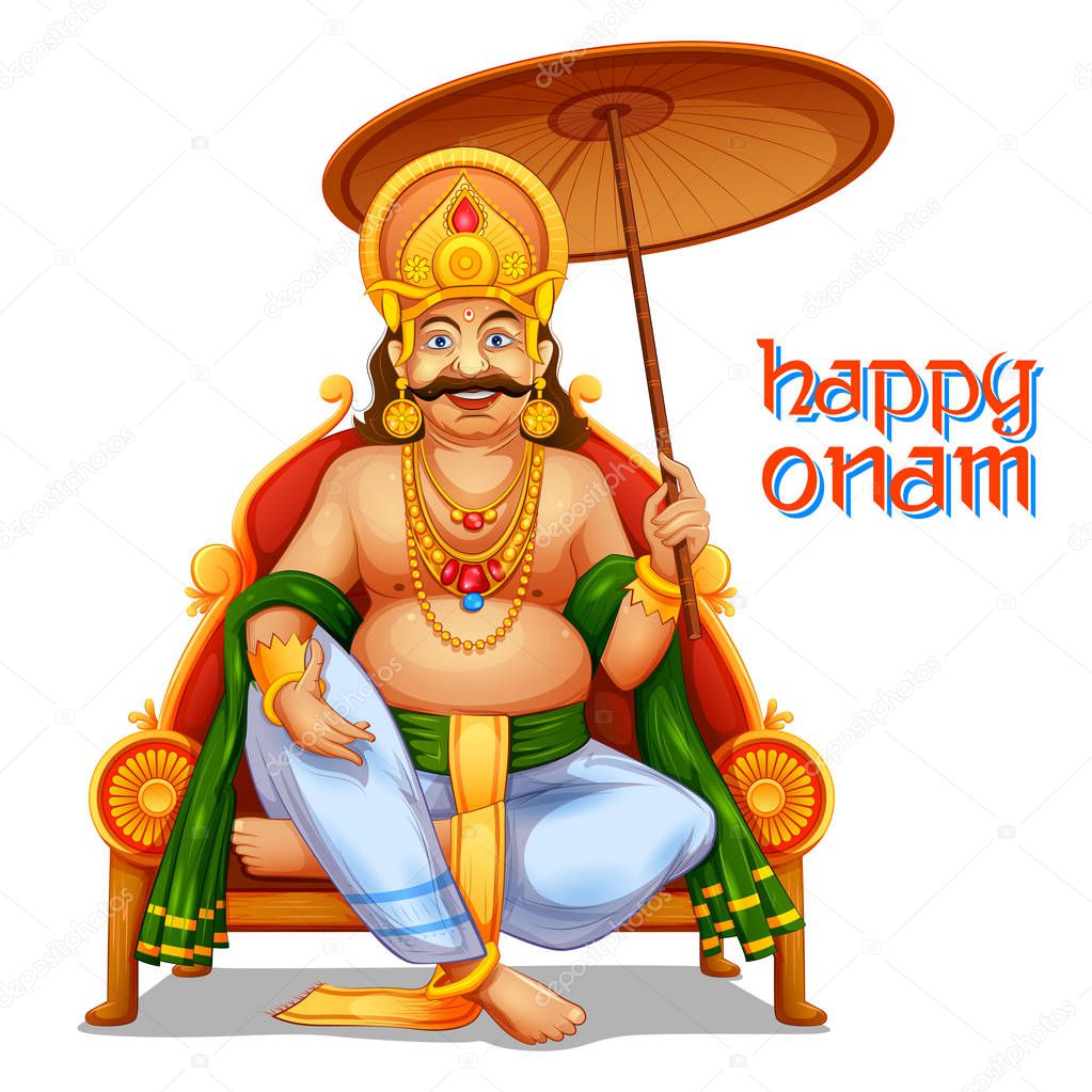 King Mahabali in Onam background showing culture of Kerala