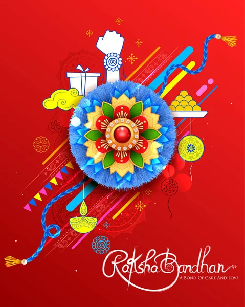 Tarjeta de felicitación con Rakhi decorativo para fondo Raksha Bandhan — Archivo Imágenes Vectoriales