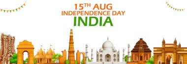 Famous Indian monument and Landmark for Happy Independence Day of India clipart