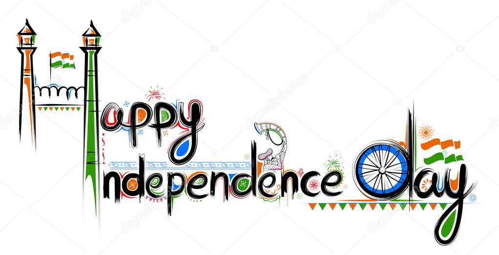 Abstract typography for Happy Independence Day of India