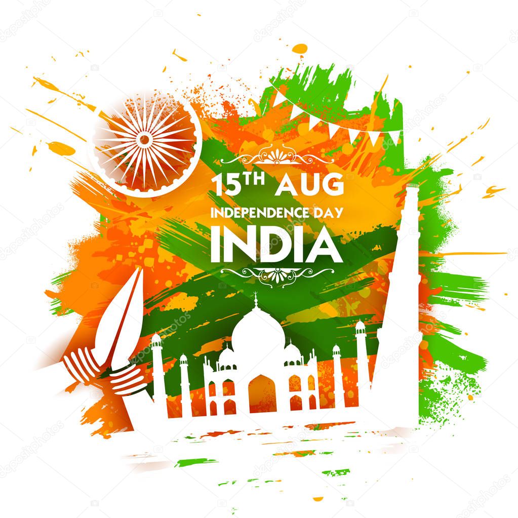 Famous Indian monument and Landmark for Happy Independence Day of India