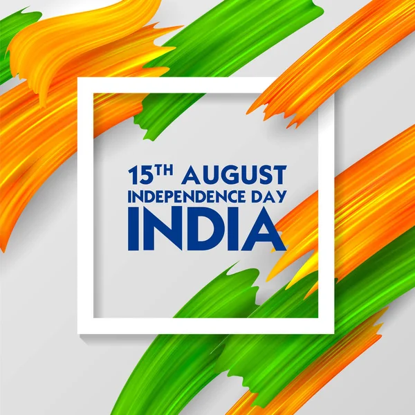 Ακρυλικό βούρτσα εγκεφαλικό επεισόδιο Tricolor πανό με ινδική σημαία για 15η Αυγούστου ευτυχισμένη ημέρα της ανεξαρτησίας της Ινδίας φόντο — Διανυσματικό Αρχείο