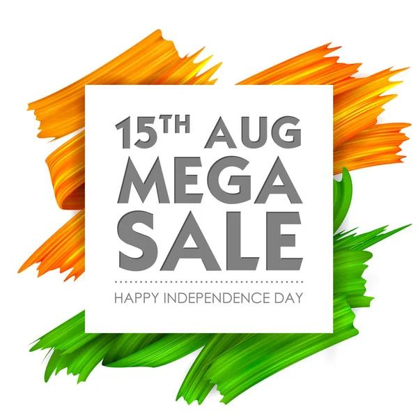 Pincel de acrílico trazo bandera tricolor con bandera india para el 15 de agosto Feliz Día de la Independencia de la India Venta Promoción publicidad fondo — Vector de stock