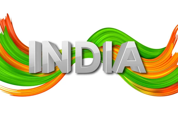 Pincelada acrílica Bandera tricolor con bandera india para el 15 de agosto Happy Independence Day of India background — Vector de stock