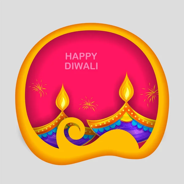 Brûler diya sur heureux Diwali Fond de vacances pour la fête de la lumière de l'Inde — Image vectorielle