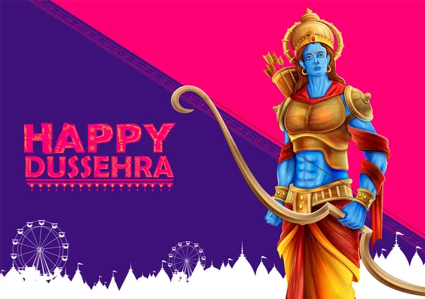 Heer Rama in Navratri festival voor India poster voor Happy Dussehra — Stockvector