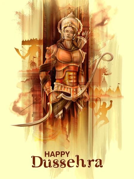 Lord Rama nel festival Navratri dell'India poster per Happy Dussehra — Vettoriale Stock