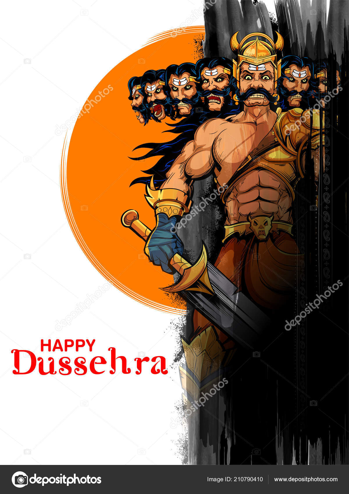 Ravana with ten heads for Navratri festival of India poster for Dussehra  Stock Vector Image by ©vectomart #210790410
