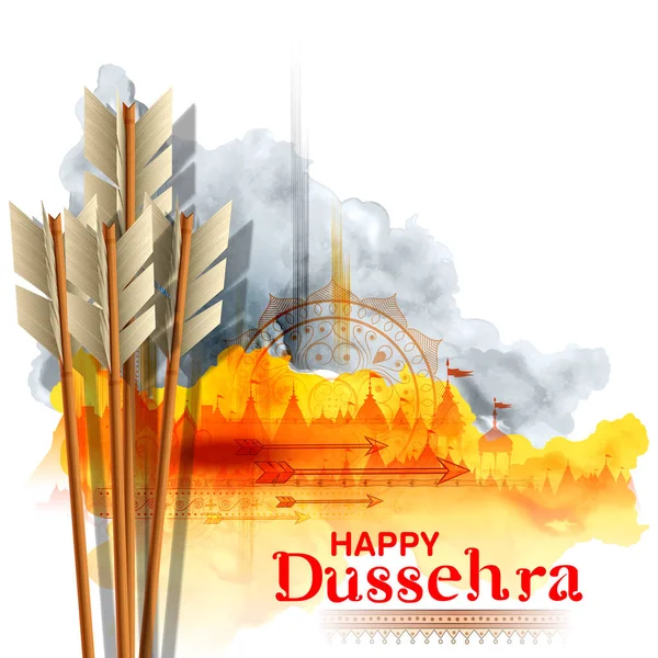 Pijl van Rama in Happy Dussehra festival van India achtergrond — Stockvector