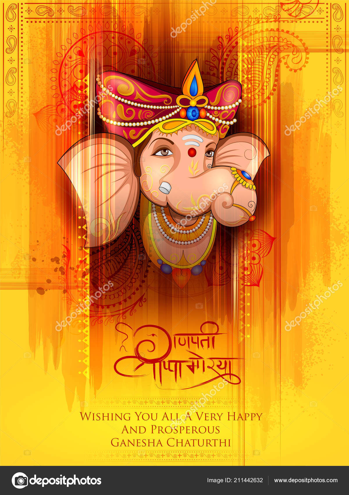 Illustration of Lord Ganpati background for Ganesh Chaturthi festival of  India Stock Vector Image by ©vectomart #211442632