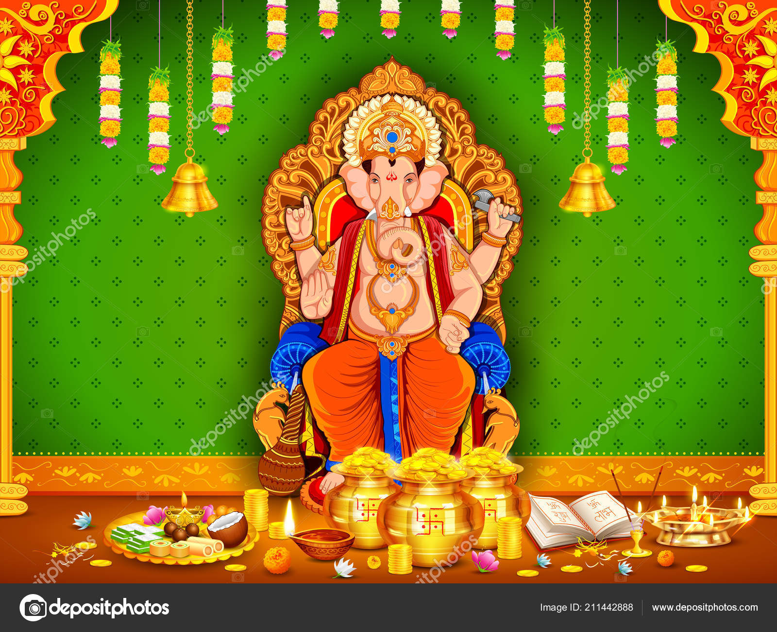 Lord Ganpati background for Ganesh Chaturthi festival of India Stock Vector  Image by ©vectomart #211442888
