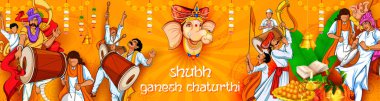 Ganesh Chaturthi festivali için Ganpati arka planının çizimi