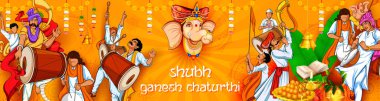 illustration of Lord Ganpati background for Ganesh Chaturthi festival of India clipart