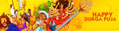 Goddess Durga in Happy Dussehra Navratri background clipart