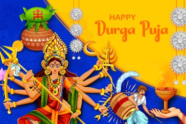 Goddess Durga in Happy Dussehra Navratri background clipart