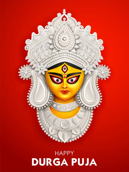 Happy Dussehra vector illustration Contour of Maa Durga Face 3578879  Vector Art at Vecteezy