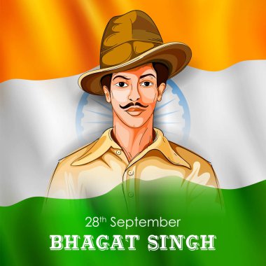 Vintage India background with Nation Hero and Freedom Fighter Bhagat Singh Pride of India clipart
