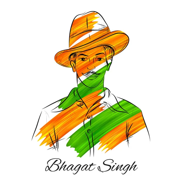 국가 영웅와 인도의 자유 전투기 Bhagat Singh 자존심 빈티지 인도 배경 — 스톡 벡터