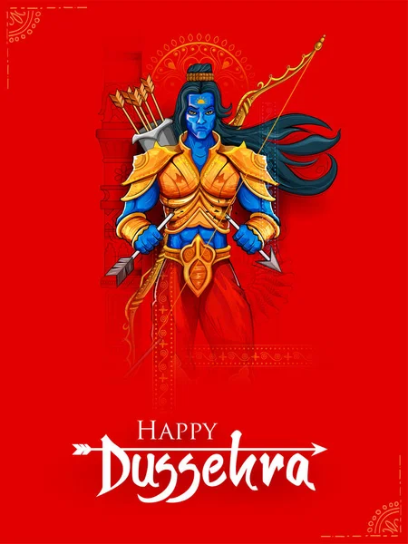 Lorda Rama v Navratri festival Indie plakát pro Happy Dussehra — Stockový vektor