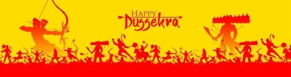 Lord Rama e Ravana a Dussehra Festa Navratri dell'India poster — Vettoriale Stock