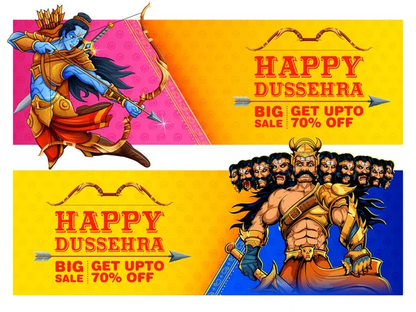 Lord Rama et Ravana pour Happy Dussehra promotion de vente — Image vectorielle