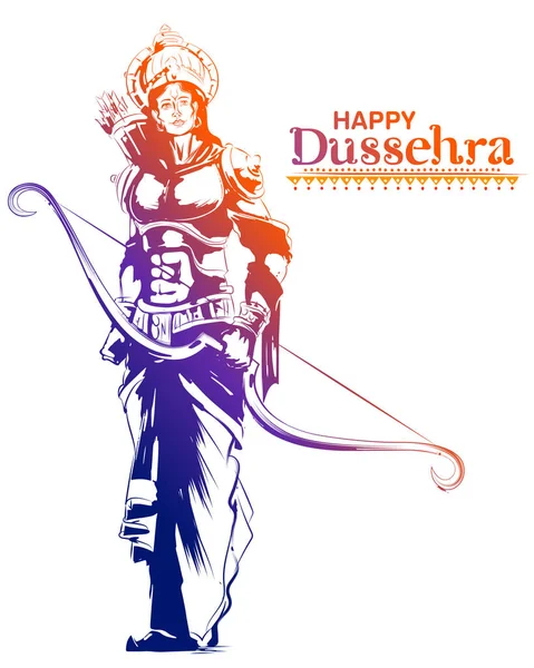 Cartel del Señor Rama en Navratri Festival de la India para Happy Dussehra — Vector de stock