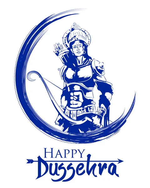 Lord Rama dans Navratri festival de l'Inde affiche pour Happy Dussehra — Image vectorielle