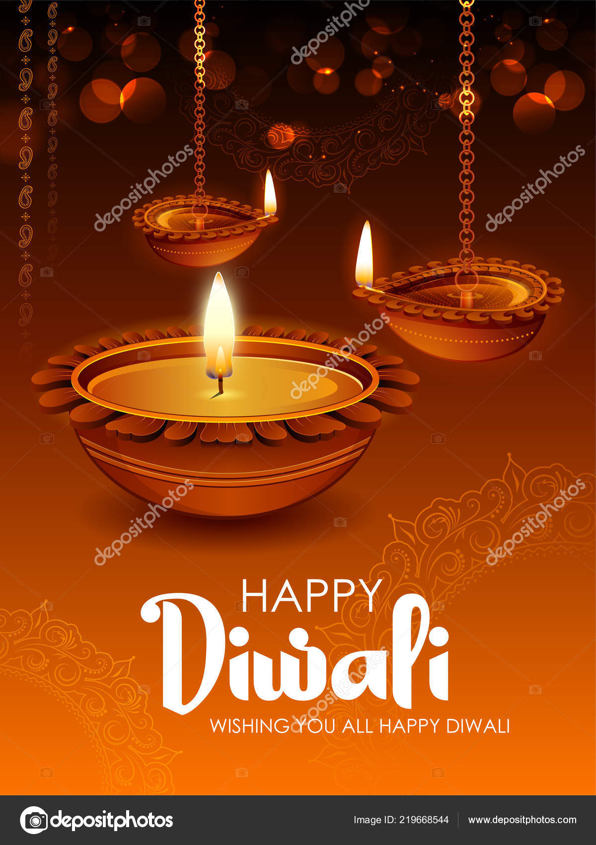 上光的印度节日快乐排灯节假期背景燃烧diya 图库矢量图©vectomart 219668544