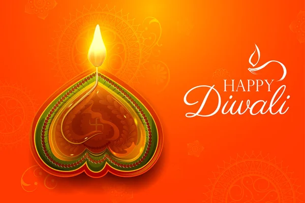 Καύση diya σε ευτυχισμένη διακοπές Diwali φόντο για ελαφριά Φεστιβάλ της Ινδίας — Διανυσματικό Αρχείο