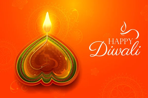 Burning diya on happy Diwali Fondo de vacaciones para el festival de luz de la India — Vector de stock