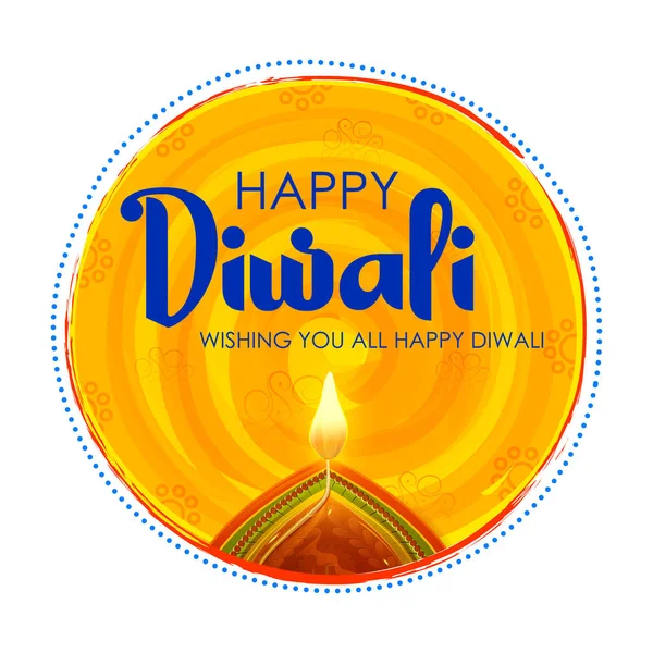 Palenie się diya na szczęśliwy tło wakacje Diwali światła Festiwal Indii — Wektor stockowy