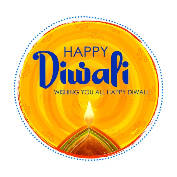 Burning diya on happy Diwali Fondo de vacaciones para el festival de luz de la India — Vector de stock