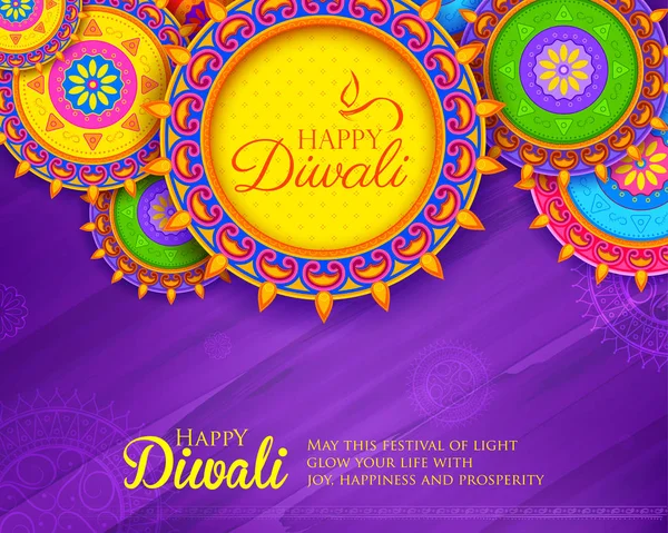 Burning diya on happy Diwali Holiday background for light festival of India — Stock Vector