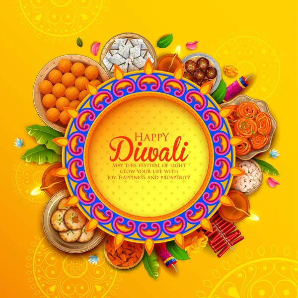 Brûler diya sur heureux Diwali Fond de vacances pour la fête de la lumière de l'Inde — Image vectorielle