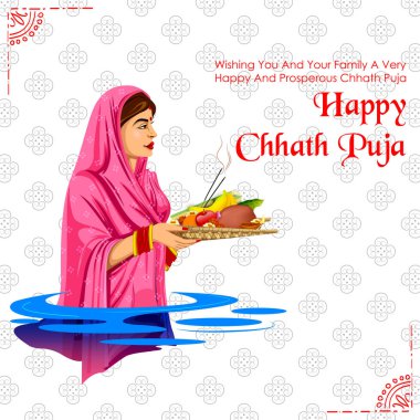 Güneş Festivali Hindistan için mutlu Chhath Puja Holiday arka plan