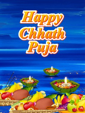 Güneş Festivali Hindistan için mutlu Chhath Puja Holiday arka plan