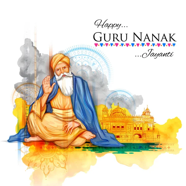 Mutlu Gurpurab, Guru Nanak Jayanti Festivali Sih kutlama arka plan — Stok Vektör