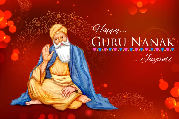 Happy Gurpurab, Guru Nanak Jayanti festival of Sh celebration — стоковый вектор