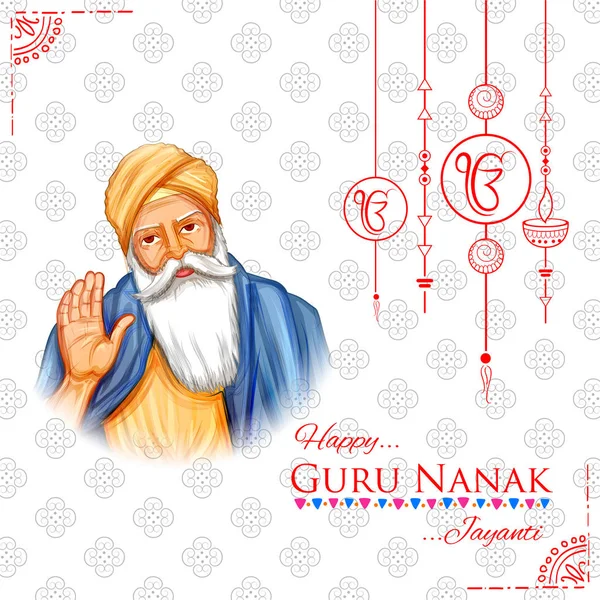 Happy Gurpurab, Guru Nanak Jayanti festival of Sikh celebration background — Stock Vector