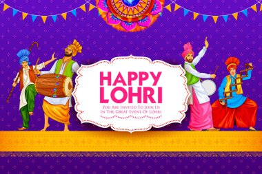 Happy Lohri holiday background for Punjabi festival clipart