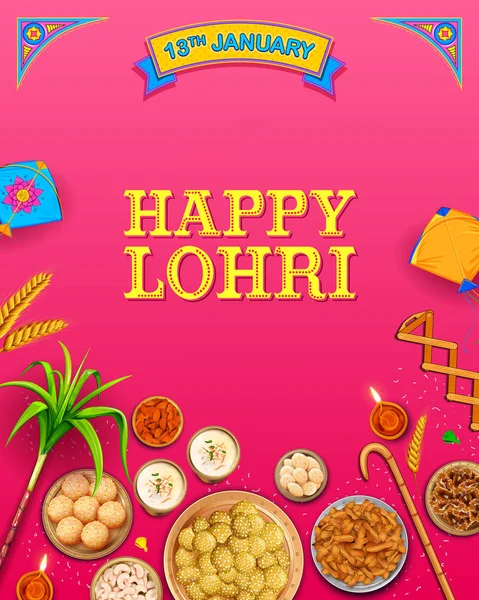 Happy Lohri sfondo vacanza per il festival Punjabi — Vettoriale Stock