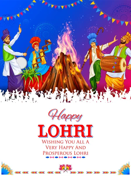 Feliz fundo de férias Lohri para o festival de Punjabi —  Vetores de Stock