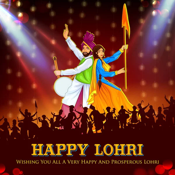 Feliz fondo de vacaciones Lohri para el festival Punjabi — Vector de stock