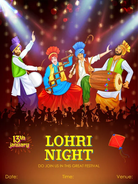 Happy Lohri dovolená pozadí pro festival Punjabi — Stockový vektor