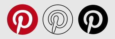 Sosyal medya simge için Pinterest içinde farklı bir stil kümesi