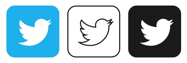 Conjunto de iconos de redes sociales para Twitter en estilo diferente — Vector de stock
