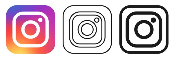 Szociális média ikon beállítása Instagram, különböző stílusban — Stock Vector