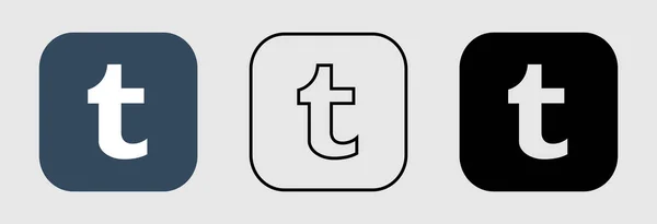 Social-Media-Icon für Tumblr in anderem Stil eingestellt — Stockvektor