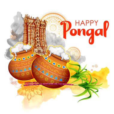illustration of Happy Pongal Holiday Harvest Festival of Tamil Nadu South India greeting background clipart